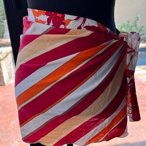 Sarong  beach coverup Lelani bright orange/red side tie‎ one size